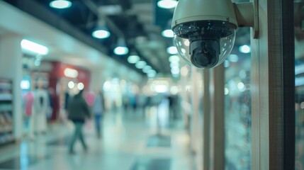 Aufkleber - A CCTV camera positioned at a retail store entrance, deterring theft and enhancing safety for shoppers and employees.