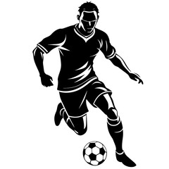 Wall Mural - Football player silhouette vector illustration isolated on a white background.  Football player vector art logo concept.