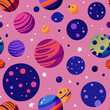 planets on pink background