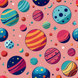 planets on pink background