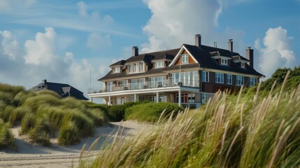 luxury beach cottage background in northern europe style isolated on nature