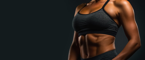 pumped-up woman in a sports top