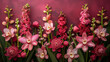 A vibrant display of bouquets featuring elegant cymbidium orchids in shades of pink, white, and green