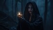 © Murda - Guiding Flame: Woman Holds Candle at the Brink of the Dark Forest