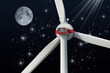 Windkraft - Symbolgrafik mit Vollmond