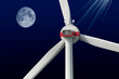 Windkraft - Symbolgrafik mit Vollmond