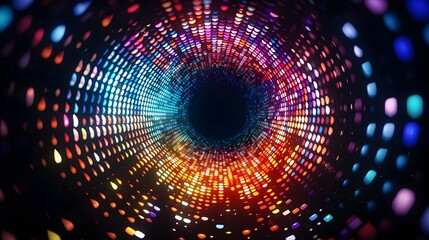 Poster -  Enter a realm of modern abstraction with a mesmerizing view of halftone dots arranged in circular form, resembling a sophisticated logo, all captured in stunning HD detail