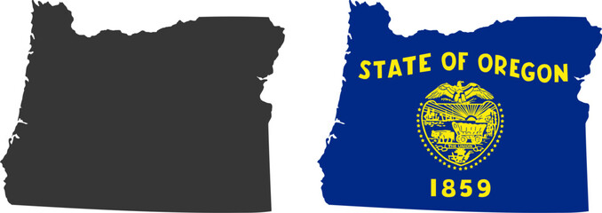 Sticker - Oregon state of USA. Oregon flag and territory. States of America territory on white background. Separate states. Vector illustration