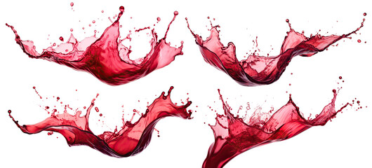 Set of red wine splashes, cut out