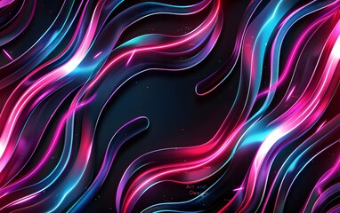 Aufkleber - Abstract background with colorful glowing light lines on a black background, digital art, 3D rendering, illustration design for technology and science concepts Vector illustration in the style