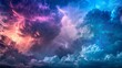 A dramatic depiction of a severe storm, with bright lightning bolts striking through dark and ominous clouds.

