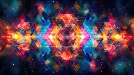 Wall Mural - abstract background with geometric shapes and patterns  with bold colors and psychedelic theme