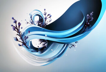Poster - 'curves waves flowing fluid lines curved dynamic colors blue sky midnight thistle design header modern abstract wallpaper texture cd wave illustration digital art light pattern technology'