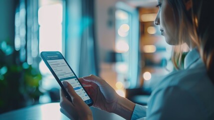 Wall Mural - A person filing an insurance claim online through a mobile app, showcasing the convenience and efficiency of digital insurance services.