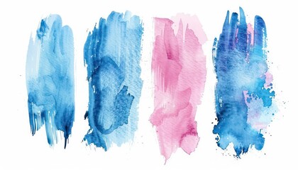 abstract illustration with watercolor paint dissolved strokes isolated on a white background