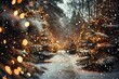 Beautiful Winter Forest Background for Christmas Holiday Celebration