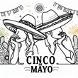 Cinco de Mayo background with festival couple with hat illustration. Simple vector web banner.  Cinco de Mayo text and festival background created with generative ai