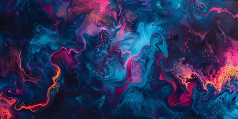 Colorful Neon Swirls Illuminate Dark Canvas in Vibrant Abstract Art!