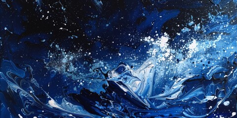 Poster - Abstract Interpretation of Starry SkySplashes of Color on Black Background