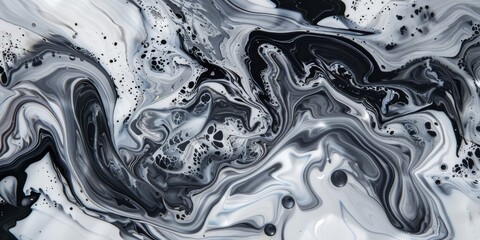 Poster - Intricate Marbled Ink Patterns in Water Bath - Abstract Fluid Art Photography