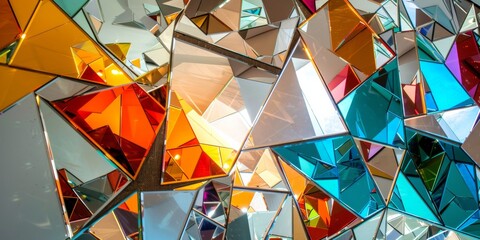 Poster - Mesmerizing Kaleidoscope Reflections - Abstract Geometric ArtworkMirror Pieces