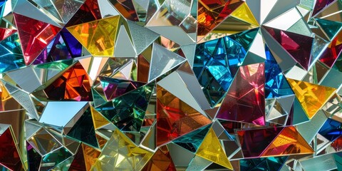 Poster - Fragmented Mirror Pieces Arranged to Reflect Light in Abstract Composition