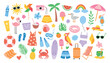 © Stacy Draw - Cute beach set. Summer colorful holiday icons. Hand drawn vector illustration