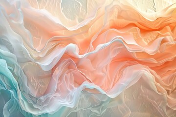 Wall Mural - This abstract image displays a beautiful flow of fabric, creating a texture that feels dynamic and full of life, with pastel color waves