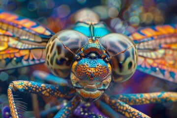 Vibrant dragonfly in focus with a blurred background, beautiful nature art