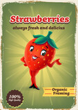 Fototapeta Pokój dzieciecy - strawberry female cartoon mascot design vintage banner