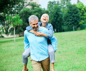 Wall Mural - senior couple happy elderly love together retirement lifestyle smiling man woman mature