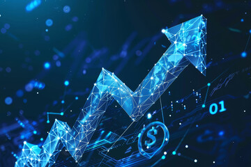 Poster - A blue and white image of a graph with a blue arrow pointing upwards