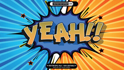 Aufkleber - Editable 3d yeah comic style vector text effect