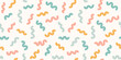Abstract squiggle lines seamless pattern. Wavy party streamers and ribbons celebration background, neutral pastel colors