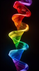 Sticker - Vibrant swirling ribbon in rainbow colors against a dark background