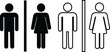 © Abdul - Restroom icon flat, line set Woman, man public toilet vector for apps or web female, male hygiene washroom symbol ladies and gentlemen WC bathroom UI icon doorplate isolated on transparent background