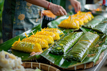 Wall Mural - Chinese Zongzi Dragon Boat Festival riverside celebration 