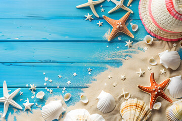 Wall Mural - Creative trendy summertime banner mockup. Summer shopping sales and vacation concept.