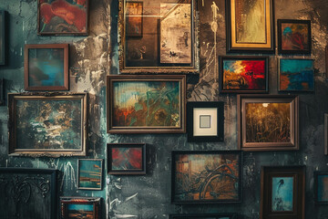 Wall Mural - Gallery wall background curated art sophisticated  