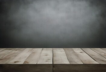 Wall Mural - bare concrete wall grey table top wood background