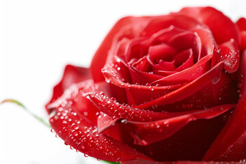 Sticker - A red rose with dew drops on it