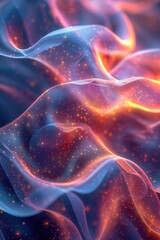 Fototapete - computer-generated image showcases a vibrant and energetic wave of light.