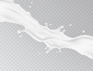 Wall Mural - milk splash pattern. 3d realistic white yogurt wave border isolated on transparent background. vecto