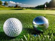 Golfball auf dem Grüm - KI Symbolbild