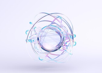 Fototapete - Abstract background with rounded lines, 3d render