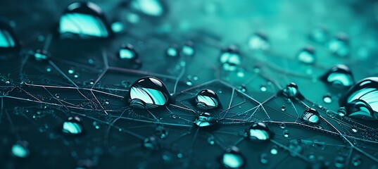 A Close-up of a Dew-Covered Spider Web with Green Backdrop