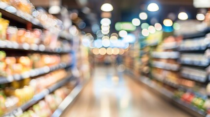 shelf product commodity supermarket blurred Abstract background blur sale buy shop nobody good market light shopping interior client concept consumer store department window mall aisle grocery food