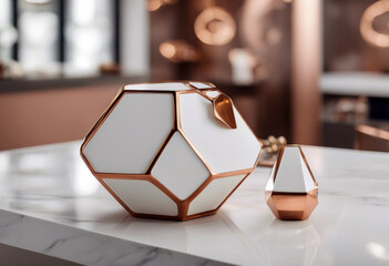 'product White geometric beauty luxury pentagon gold side glossy splay bronze cosmetic table shape skincare background design jewelry studio fashion copper countertop light poduim background'