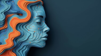 Wall Mural - a 3d illustration of a woman's face with waves in her hair, ai