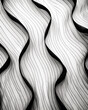 Line Art Template with Distinct Black Lines in Wavy Patterns on White Linen Texture - Vivid and Bold with High Contrast